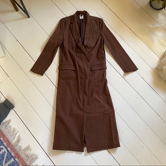 Assembly New York LA Long Brown Coat - Picture 2 of 4